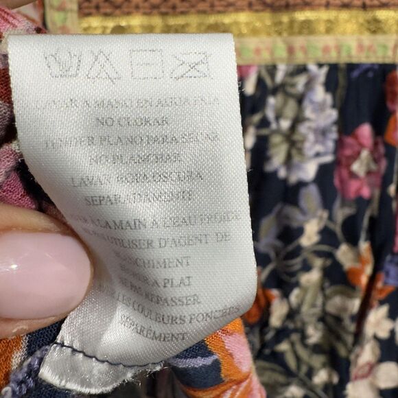 Anthropologie RD + Koko Blouse Women's Small Black Floral Peasant Emboridered - Picture 8 of 8